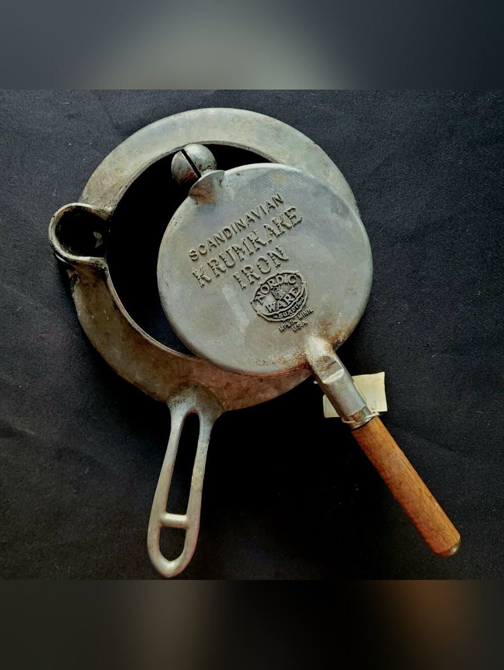 Nordic Ware Cast Iron Krumkake Iron with Wood Handle